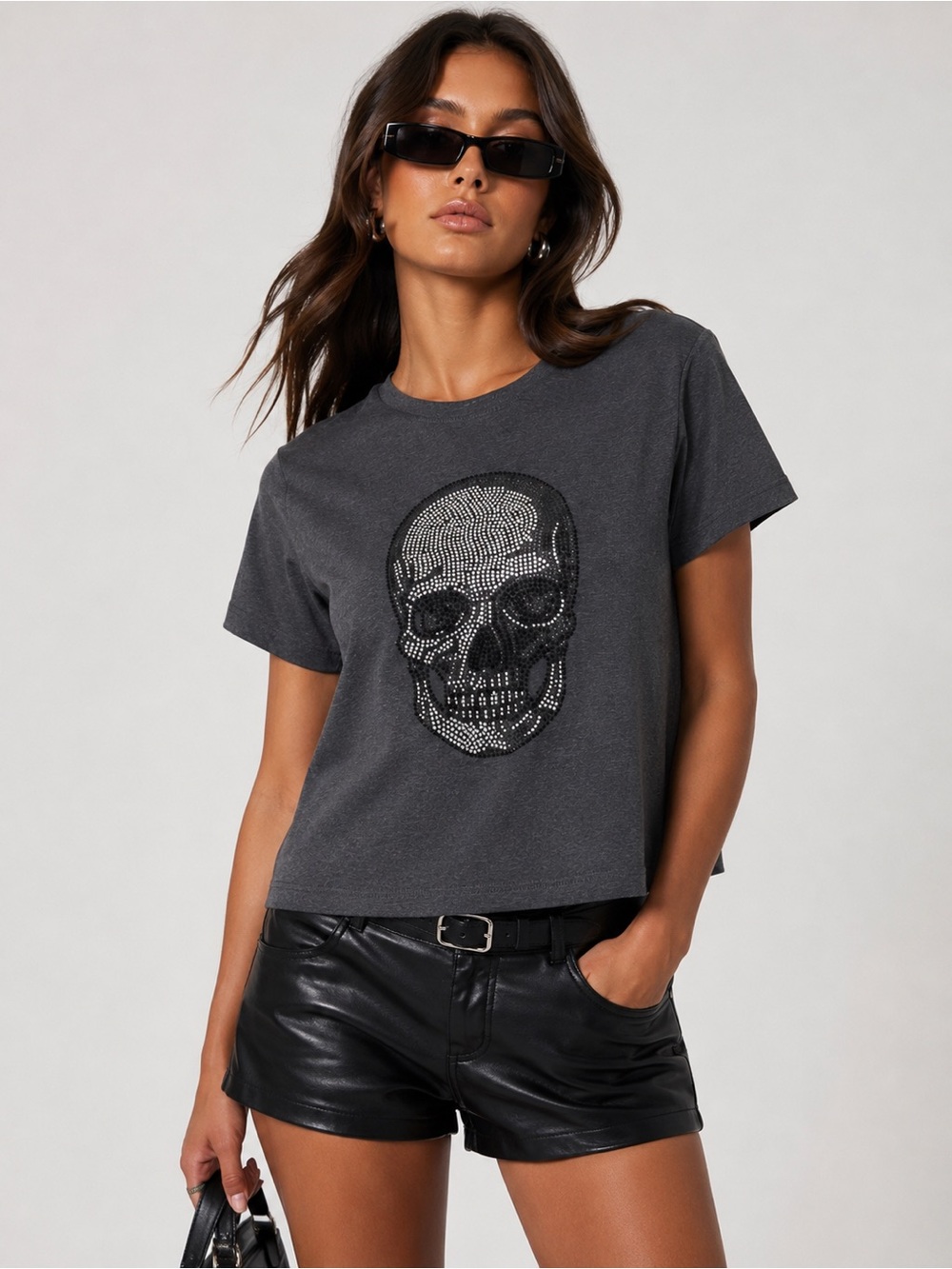 Seven Lab N.Y.C. Rhinestone Skull Graphic Tee
